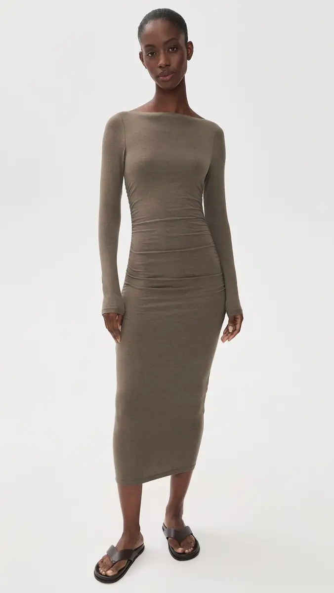 James Perse Ruched Long Sleeve Dress | Thumbnail 2 James Perse Ruched Long Sleeve Dress | Thumbnail 2