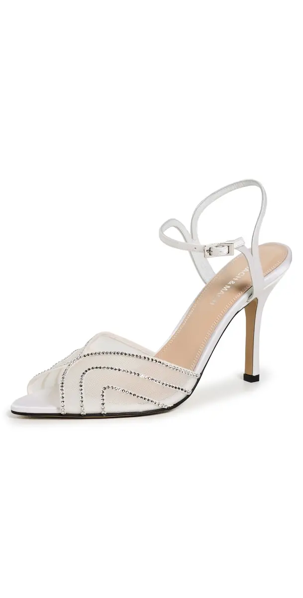Mach & Mach Rainbow Trim Satin Sandals White | Image 1 Mach & Mach Rainbow Trim Satin Sandals White | Image 1