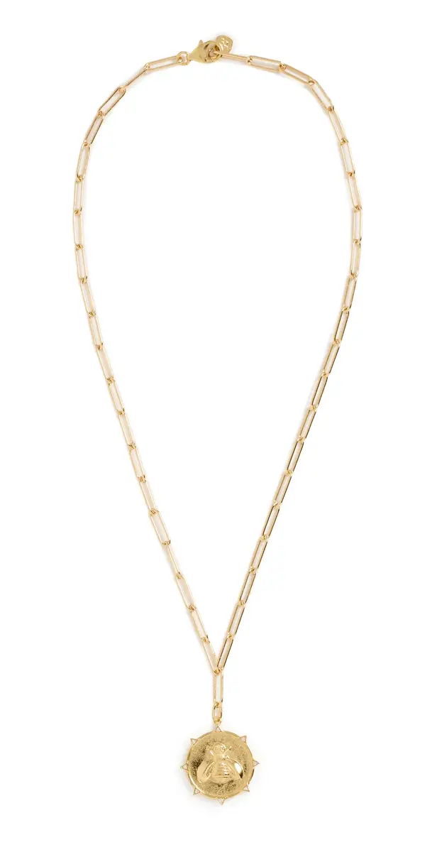 HART Enamel Resilience Bee Coin Necklace White/Gold One Size | Image 1 HART Enamel Resilience Bee Coin Necklace White/Gold One Size | Image 1