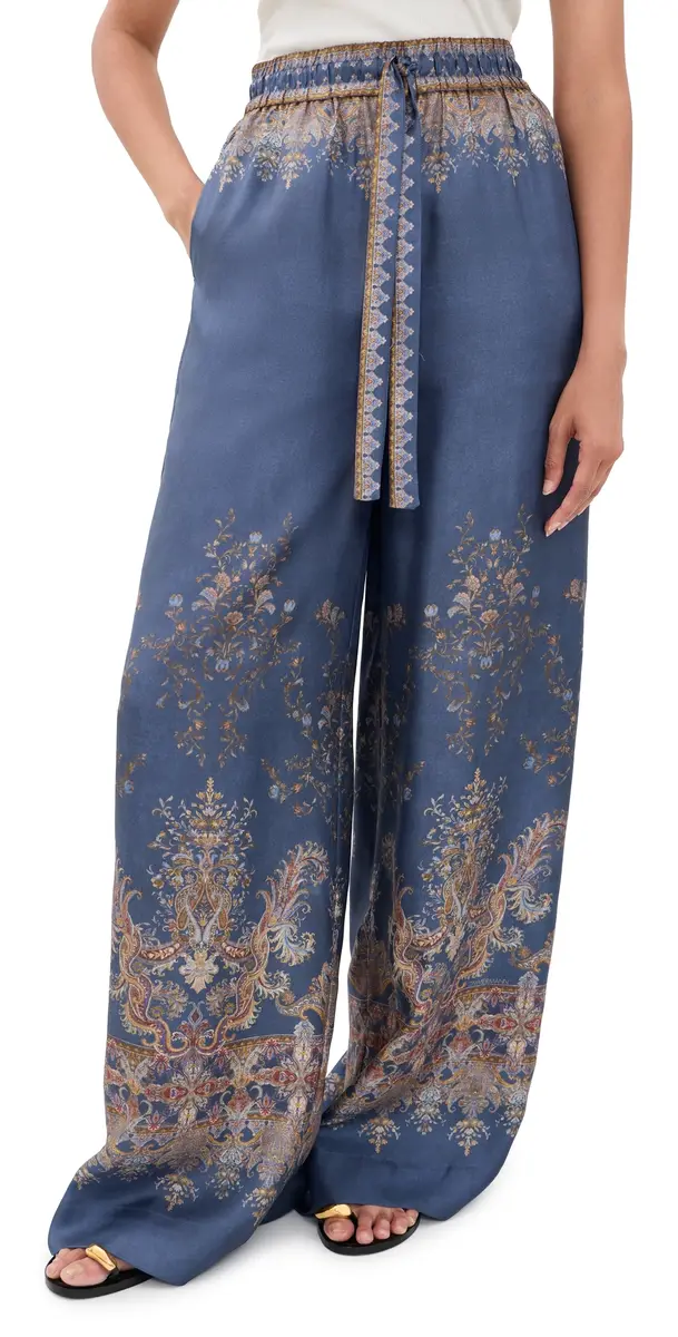 Zimmermann Valiant Track Pants Navy Paisley | Image 1 Zimmermann Valiant Track Pants Navy Paisley | Image 1