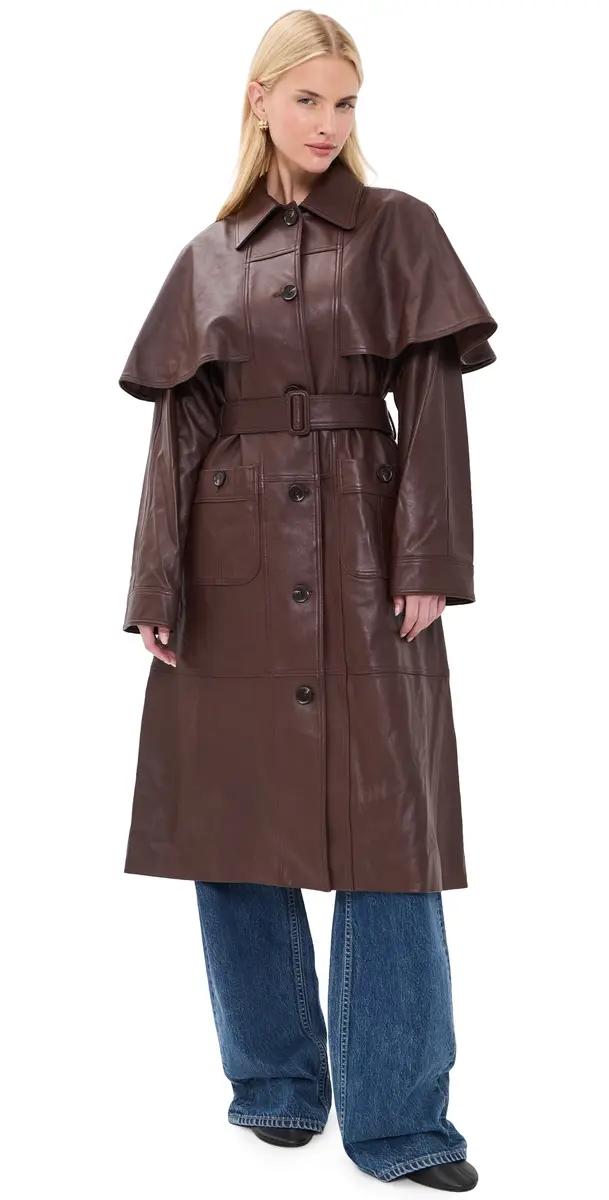 Sea Caitlin eather Trench Coat Brown | Image 1 Sea Caitlin eather Trench Coat Brown | Image 1