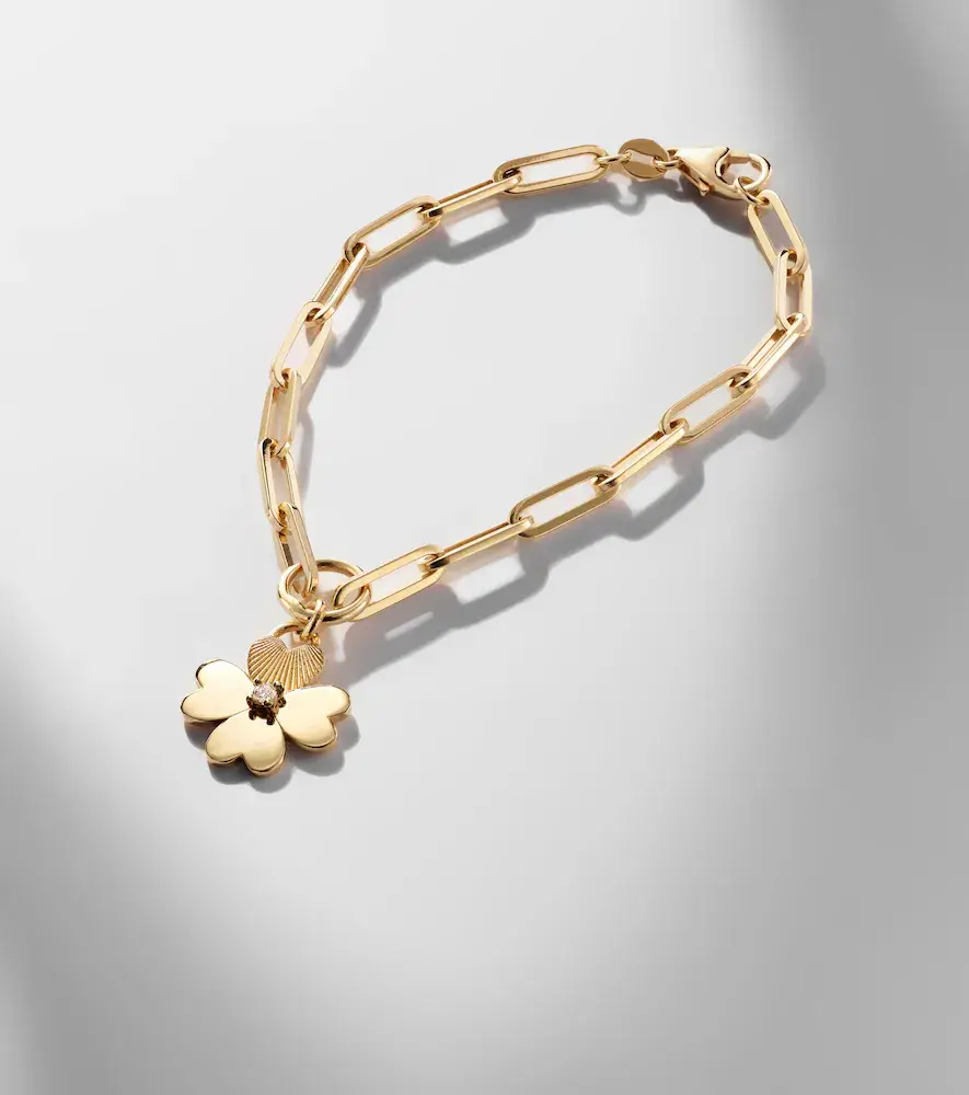 Foundrae True Love Four Heart Clover 18kt gold charm bracelet with diamonds | Thumbnail 4
