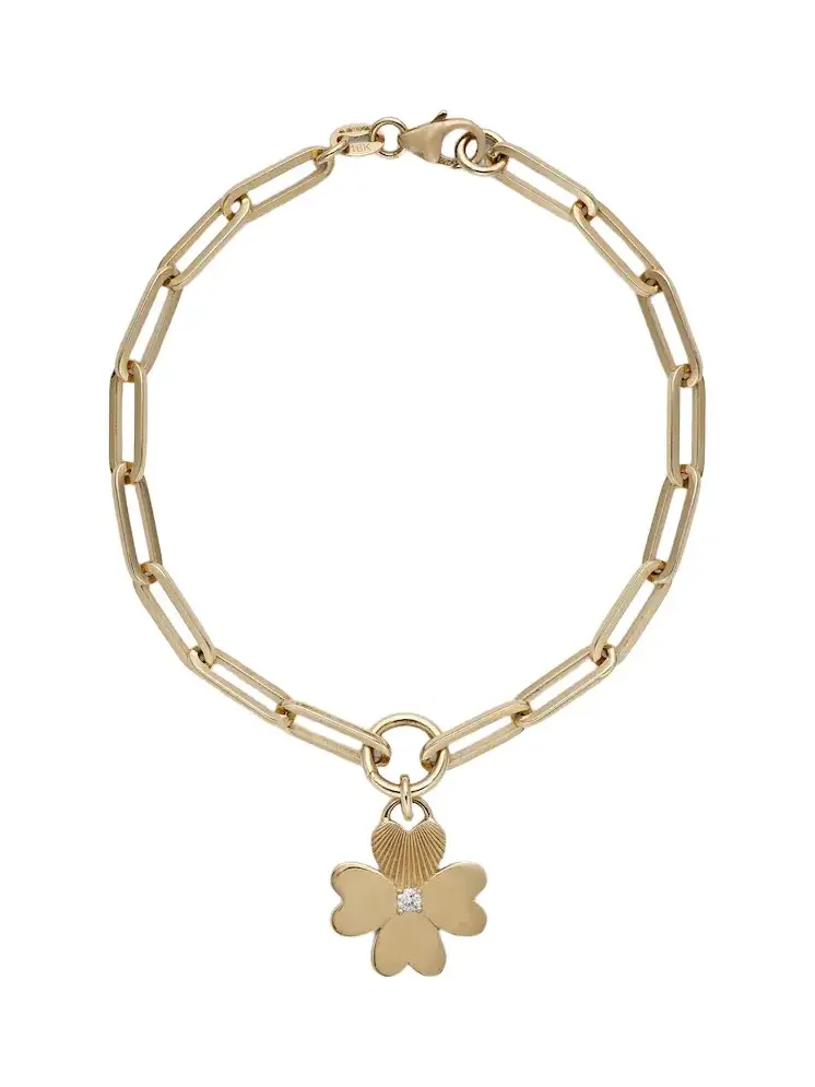 Foundrae True Love Four Heart Clover 18kt gold charm bracelet with diamonds