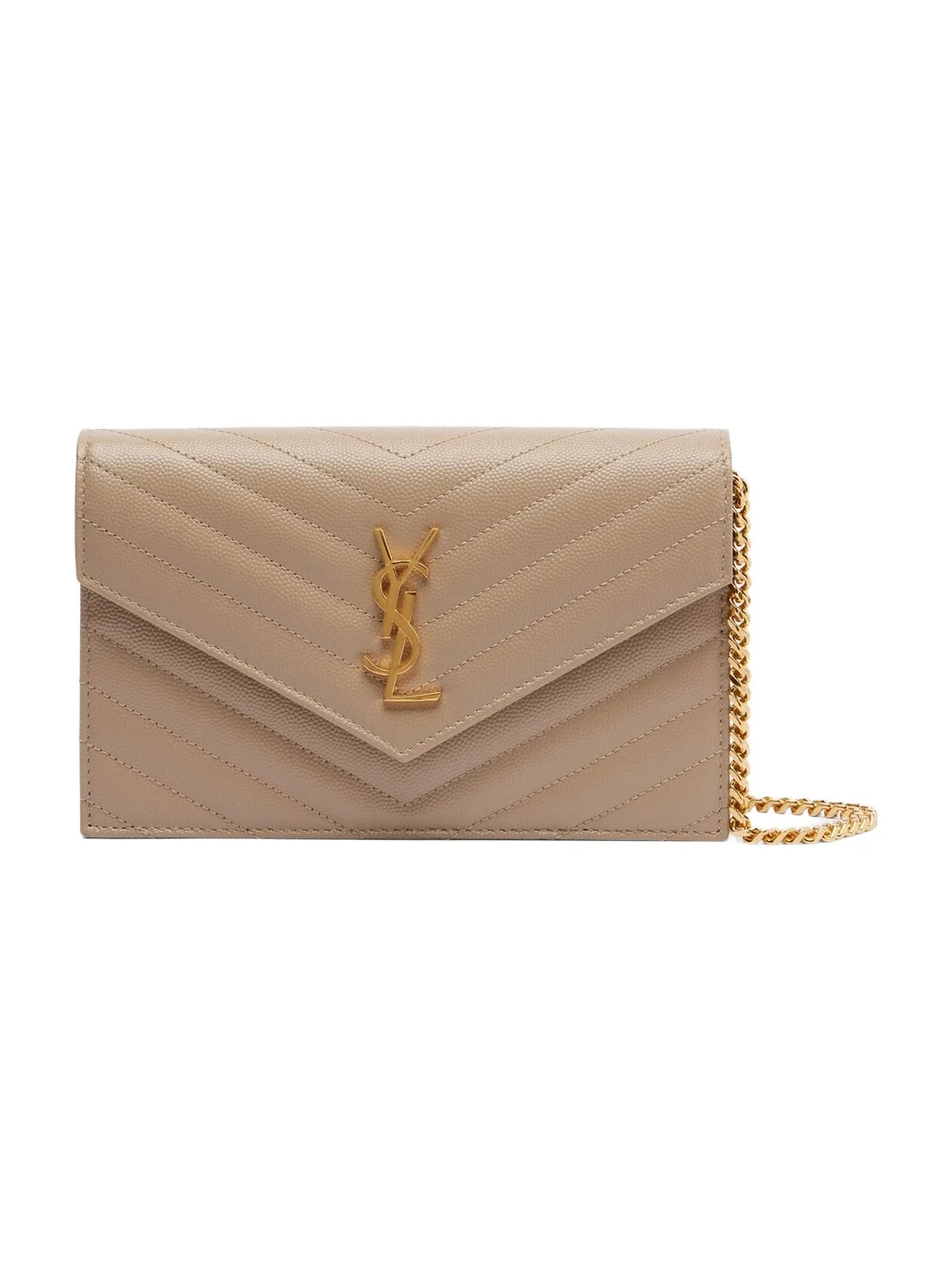 Saint Laurent Cassandre matelassé envelope leather wallet on chain