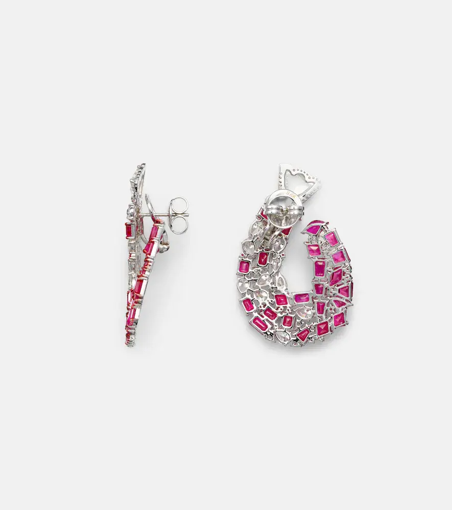 Kamyen Red Tulip 18kt white gold earrings with rubies and diamonds | Thumbnail 2 Kamyen Red Tulip 18kt white gold earrings with rubies and diamonds | Thumbnail 2