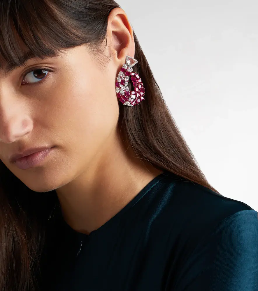 Kamyen Red Tulip 18kt white gold earrings with rubies and diamonds | Thumbnail 5 Kamyen Red Tulip 18kt white gold earrings with rubies and diamonds | Thumbnail 5