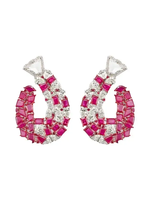Red Tulip 18kt white gold earrings with rubies and diamonds Red Tulip 18kt white gold earrings with rubies and diamonds