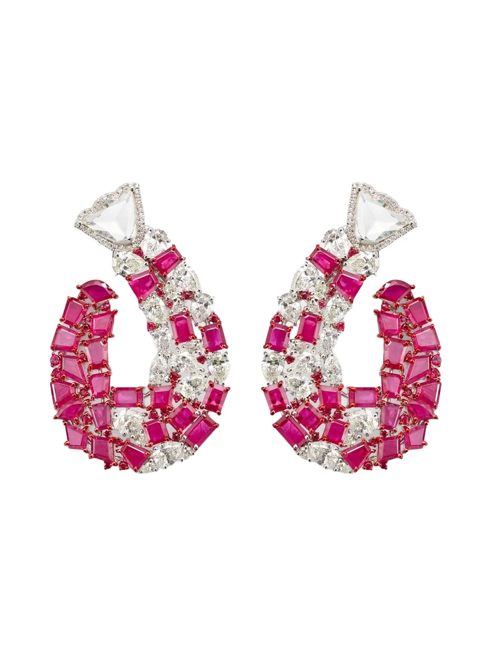 Red Tulip 18kt white gold earrings with rubies and diamonds Red Tulip 18kt white gold earrings with rubies and diamonds