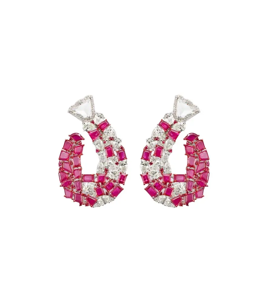 Kamyen Red Tulip 18kt white gold earrings with rubies and diamonds | Image 1 Kamyen Red Tulip 18kt white gold earrings with rubies and diamonds | Image 1