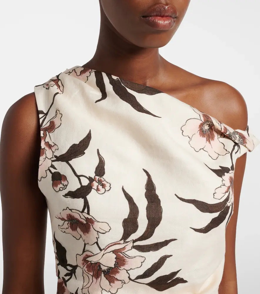 SIR. Floral asymmetric linen top | Thumbnail 4