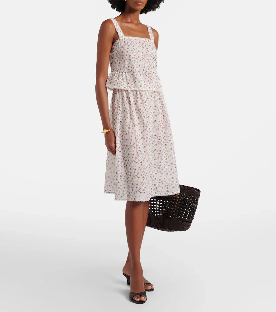 Posse Charlotte floral cotton midi skirt | Thumbnail 5