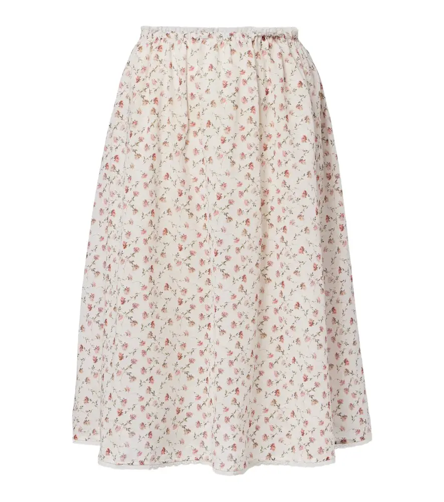 Posse Charlotte floral cotton midi skirt