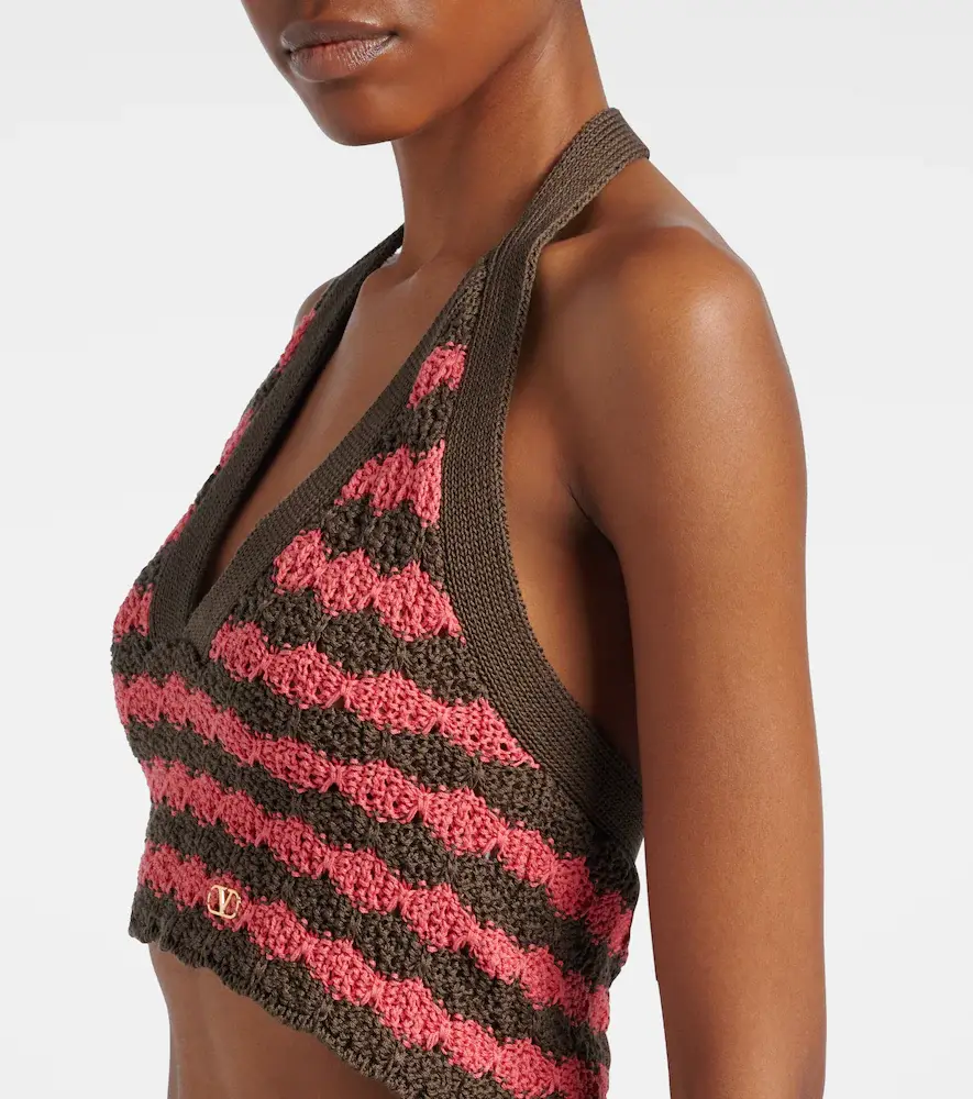 Valentino Garavani Striped knitted cotton crop top | Thumbnail 4 Valentino Garavani Striped knitted cotton crop top | Thumbnail 4