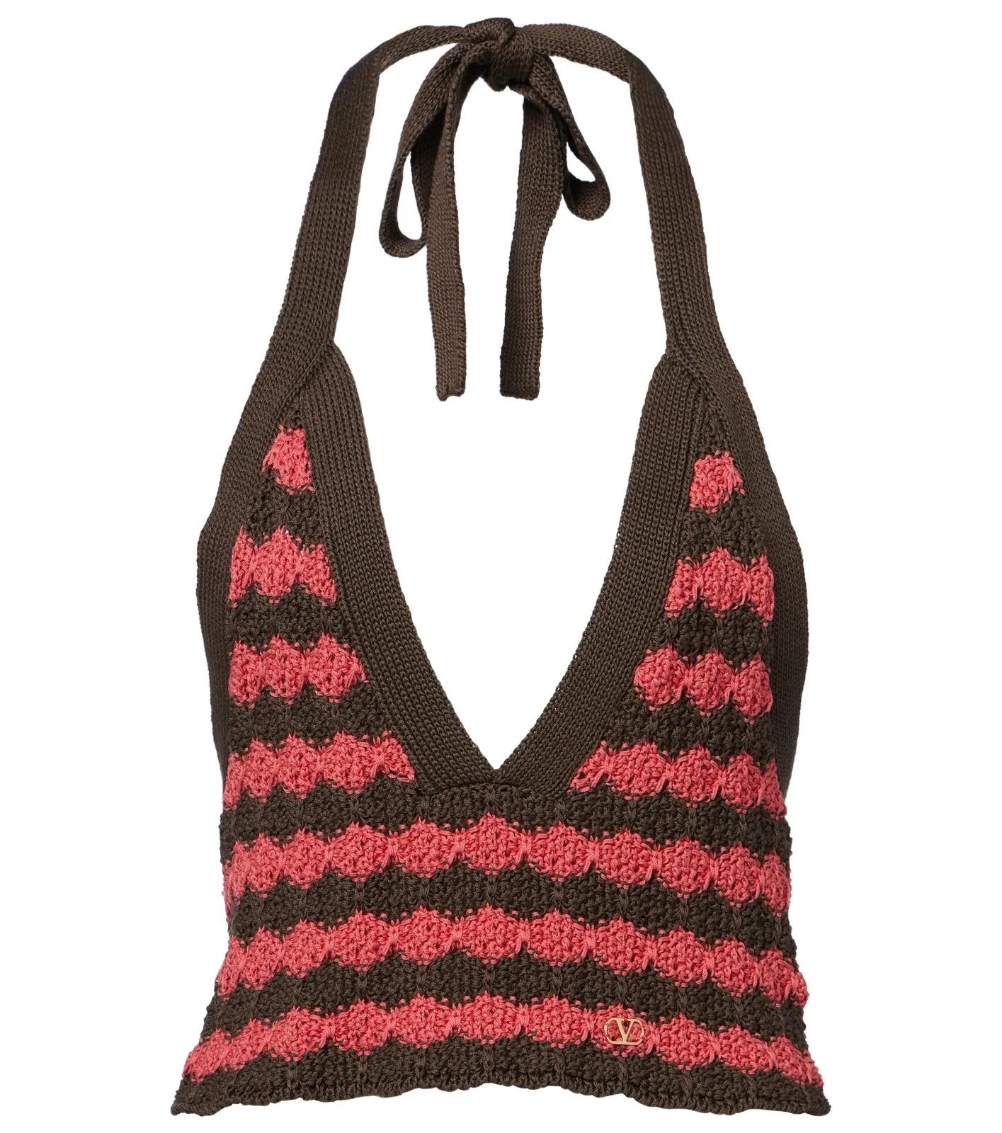 Valentino Garavani Striped knitted cotton crop top