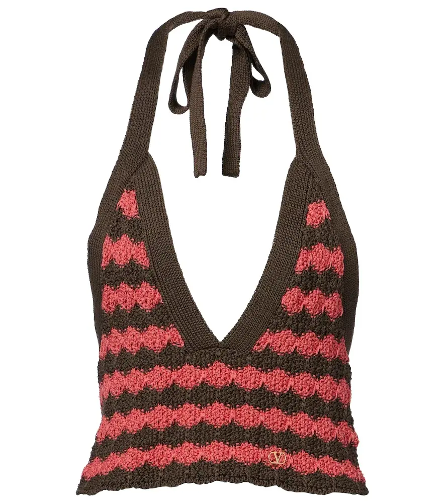 Valentino Striped knitted cotton crop top | Image 1 Valentino Striped knitted cotton crop top | Image 1