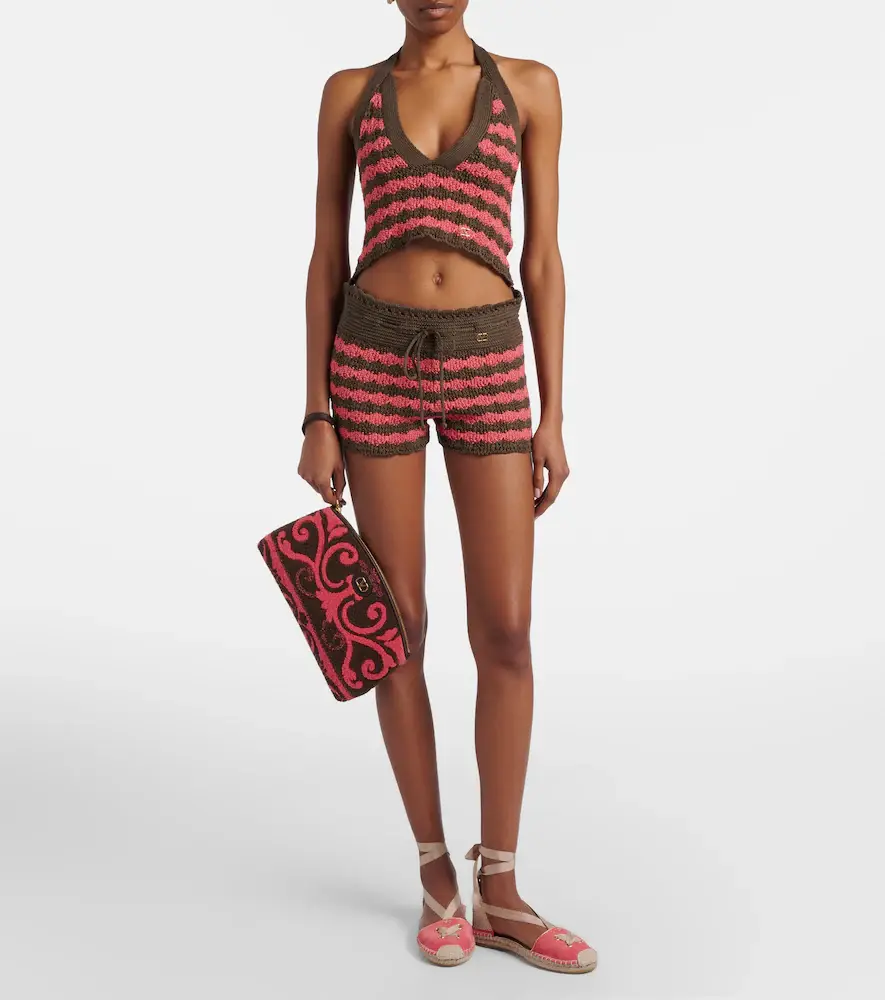 Valentino Garavani Striped knitted cotton shorts | Thumbnail 2 Valentino Garavani Striped knitted cotton shorts | Thumbnail 2