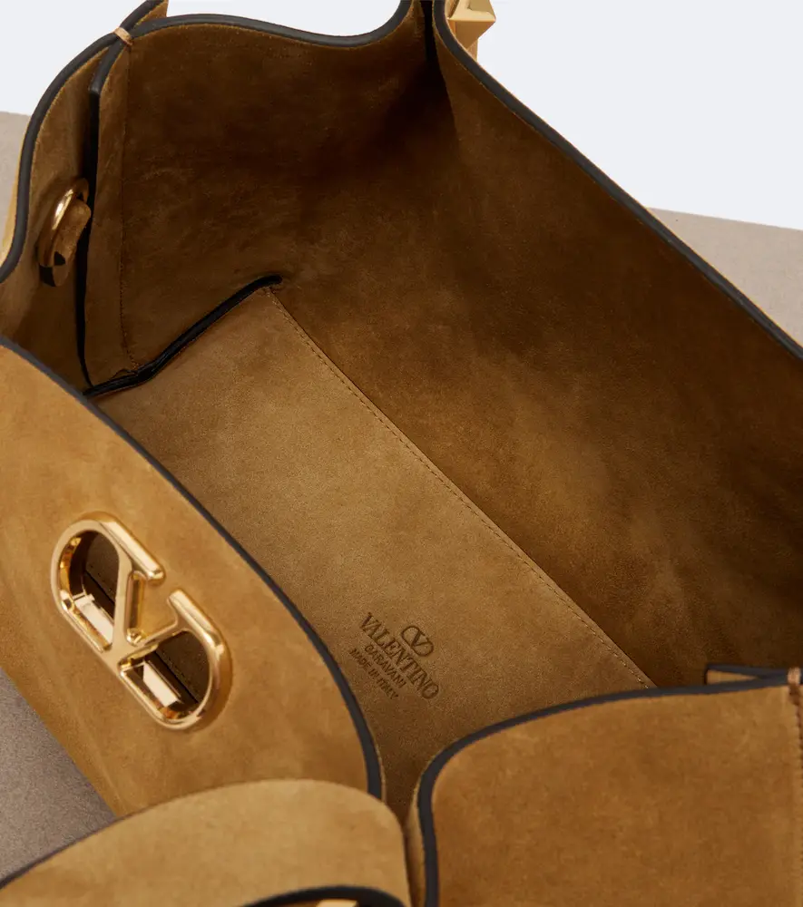 Valentino Garavani VLogo Signature Small suede top-handle bag | Thumbnail 3 Valentino Garavani VLogo Signature Small suede top-handle bag | Thumbnail 3