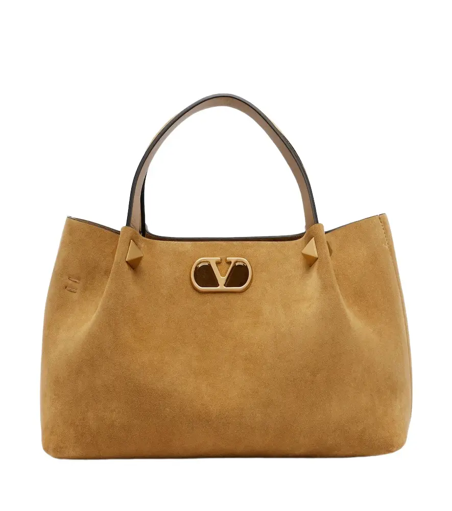 VLogo Signature Small suede top-handle bag