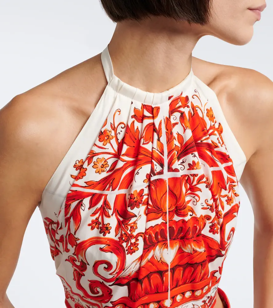 Dolce & Gabbana Majolica silk-blend crop top | Thumbnail 3 Dolce & Gabbana Majolica silk-blend crop top | Thumbnail 3