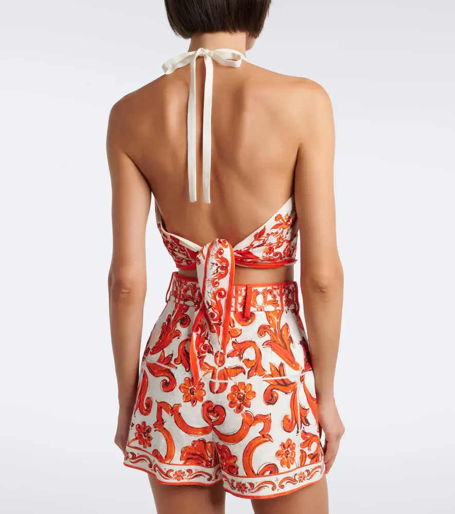 Dolce & Gabbana Majolica silk-blend crop top | Thumbnail 4 Dolce & Gabbana Majolica silk-blend crop top | Thumbnail 4