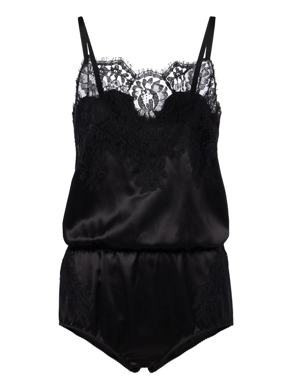 Dolce & Gabbana Lace-trimmed silk and cotton-blend romper