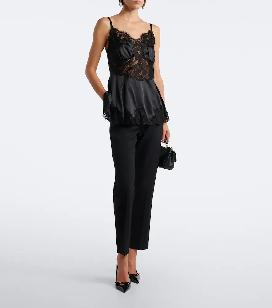 Dolce & Gabbana Lace-trimmed silk and cotton-blend camisole | Thumbnail 3 Dolce & Gabbana Lace-trimmed silk and cotton-blend camisole | Thumbnail 3