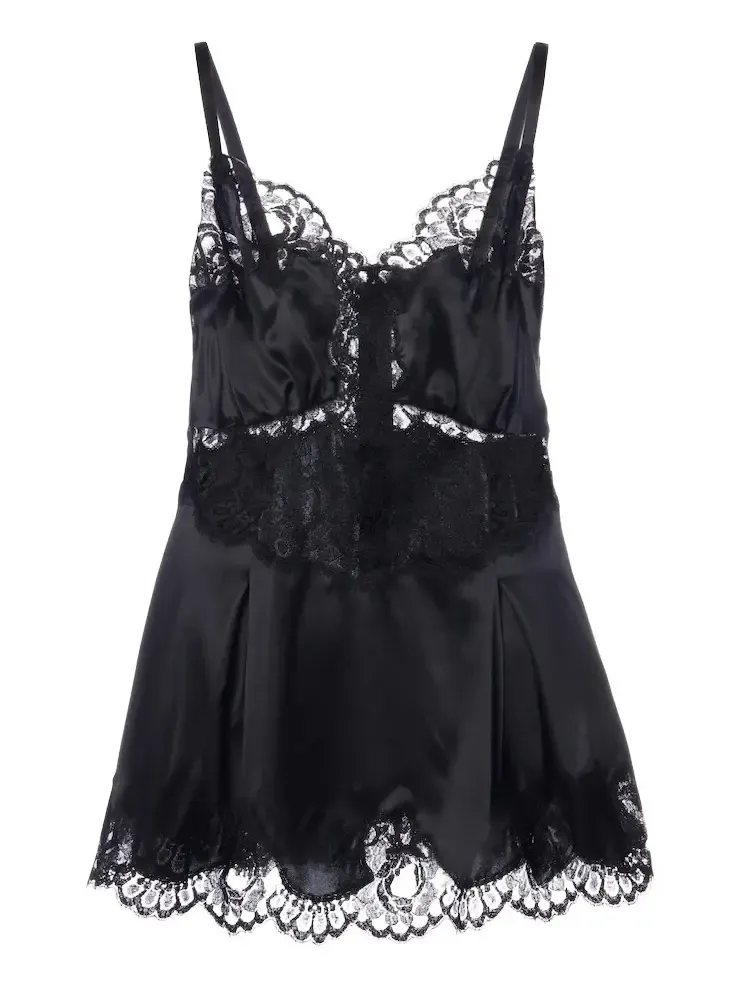 Lace-trimmed silk and cotton-blend camisole Lace-trimmed silk and cotton-blend camisole