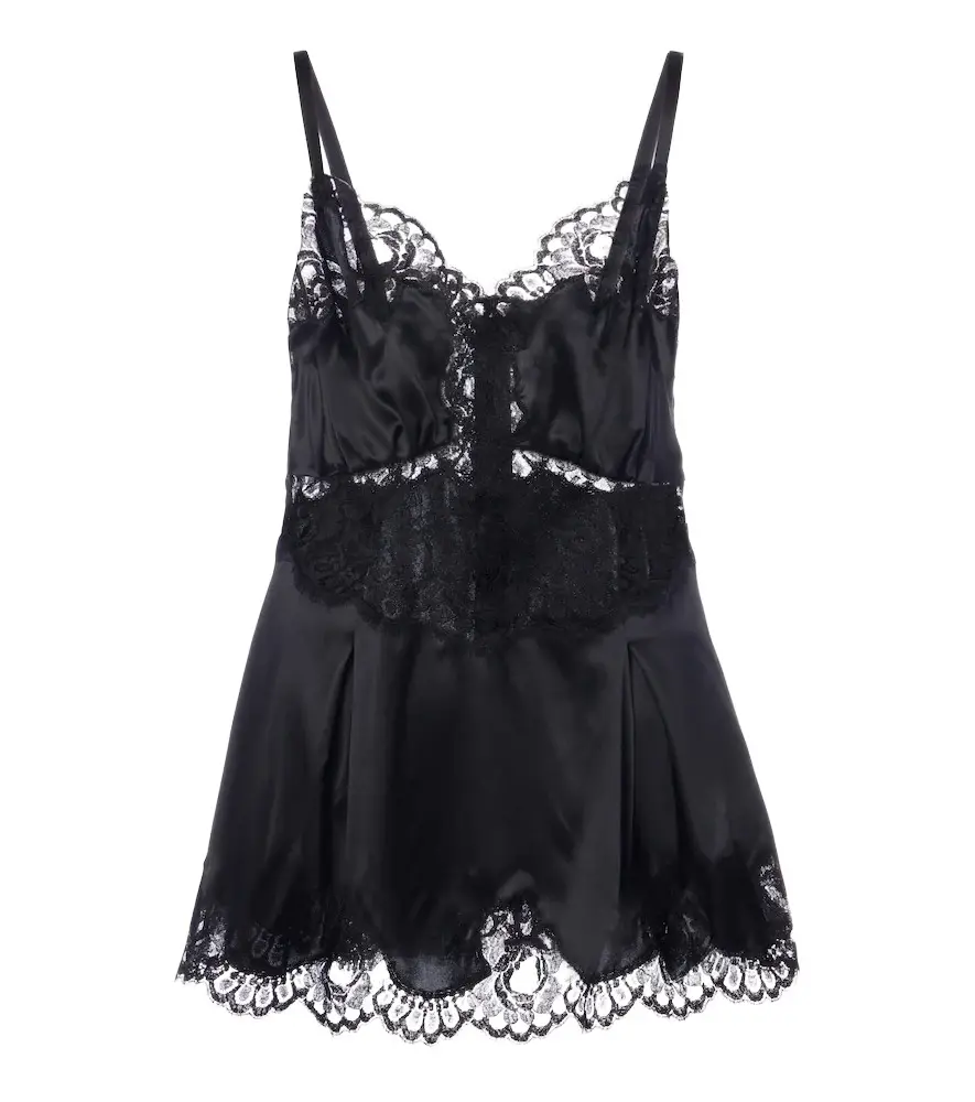 Dolce & Gabbana Lace-trimmed silk and cotton-blend romper | Image 1 Dolce & Gabbana Lace-trimmed silk and cotton-blend romper | Image 1