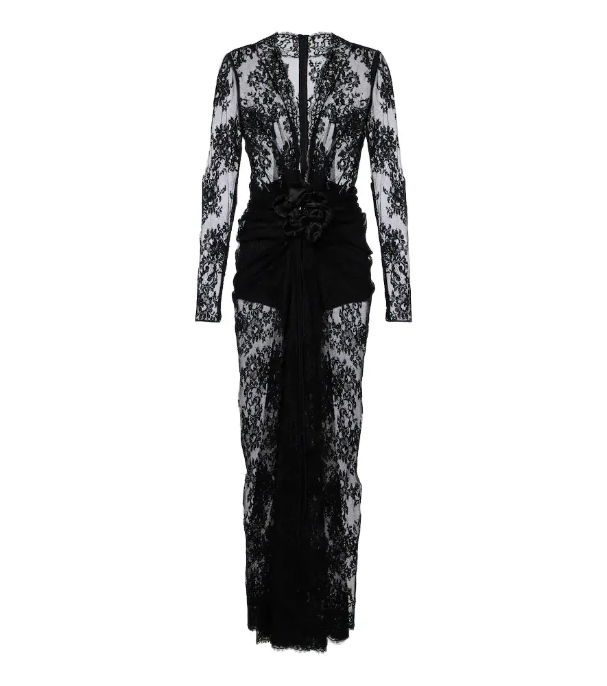 Dolce & Gabbana Gathered cotton-blend lace maxi dress | Image 1 Dolce & Gabbana Gathered cotton-blend lace maxi dress | Image 1