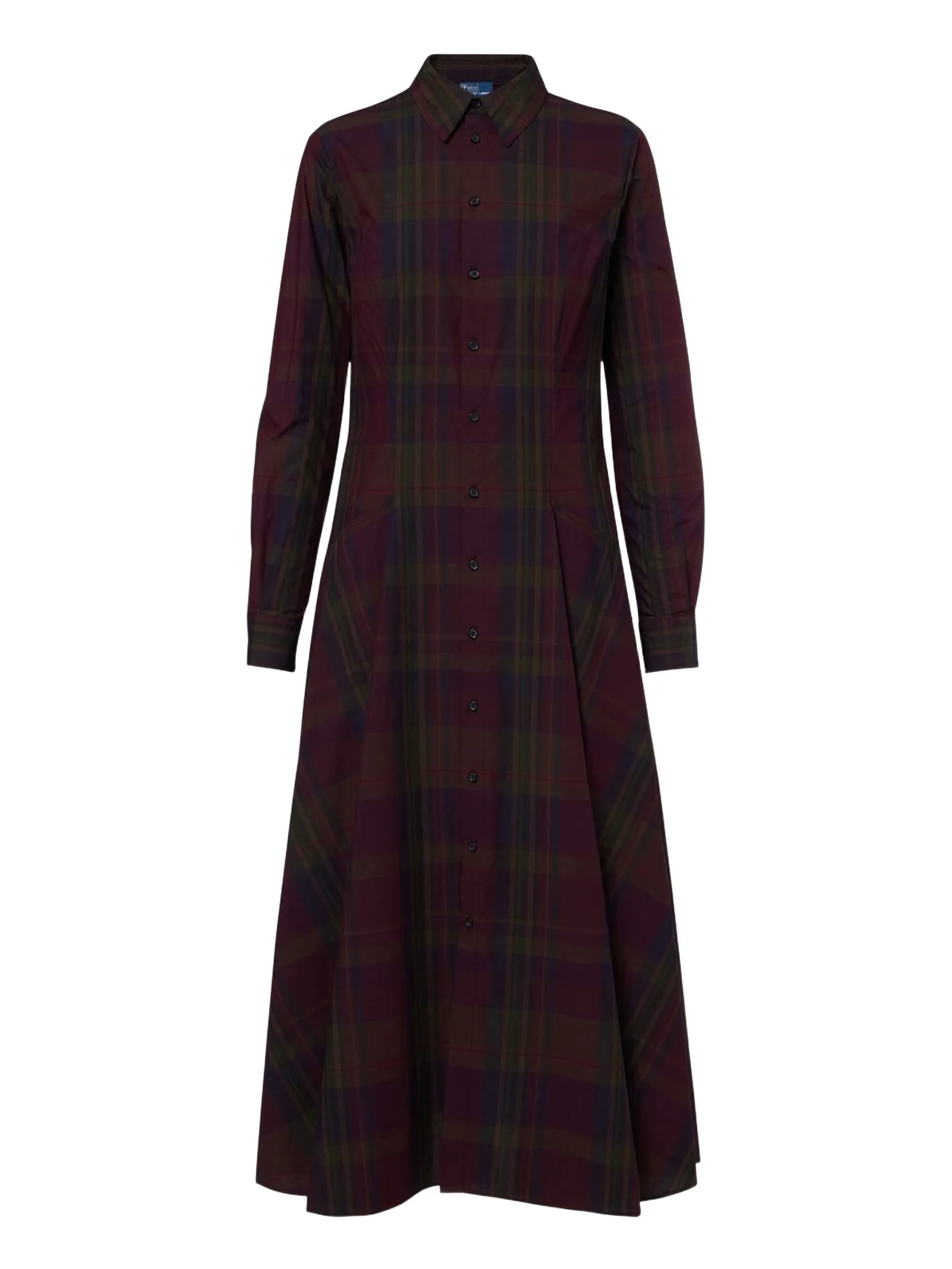Plaid cotton-blend shirt dress