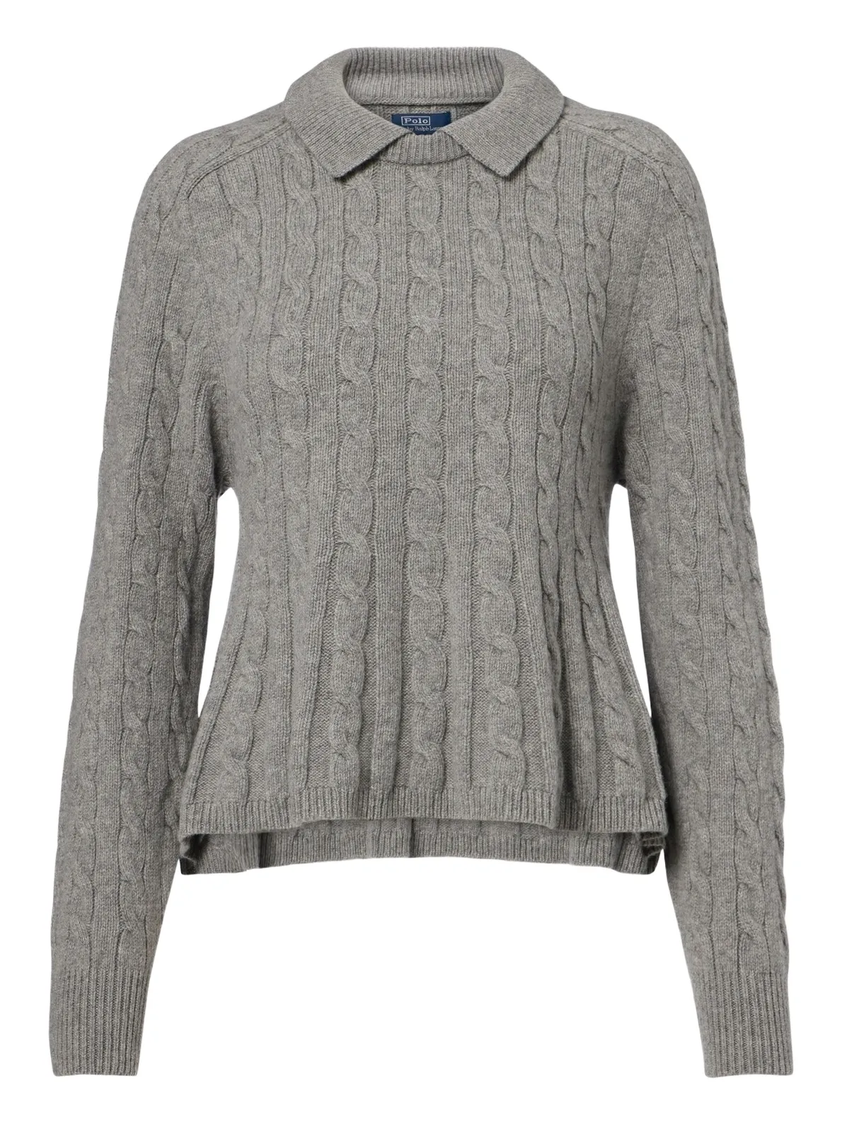 Cable-knit wool and cashmere polo sweater Cable-knit wool and cashmere polo sweater