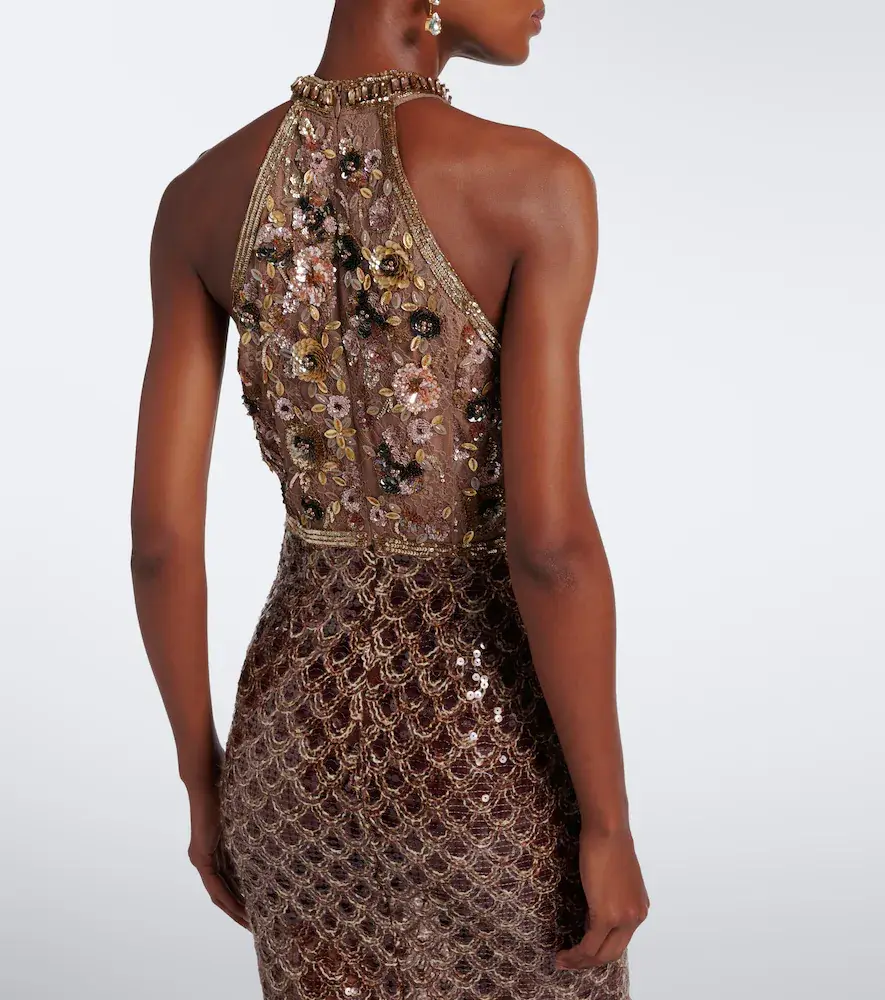 LA FUORI Là Fuori Scales of Gold embellished halterneck gown | Thumbnail 2 LA FUORI Là Fuori Scales of Gold embellished halterneck gown | Thumbnail 2