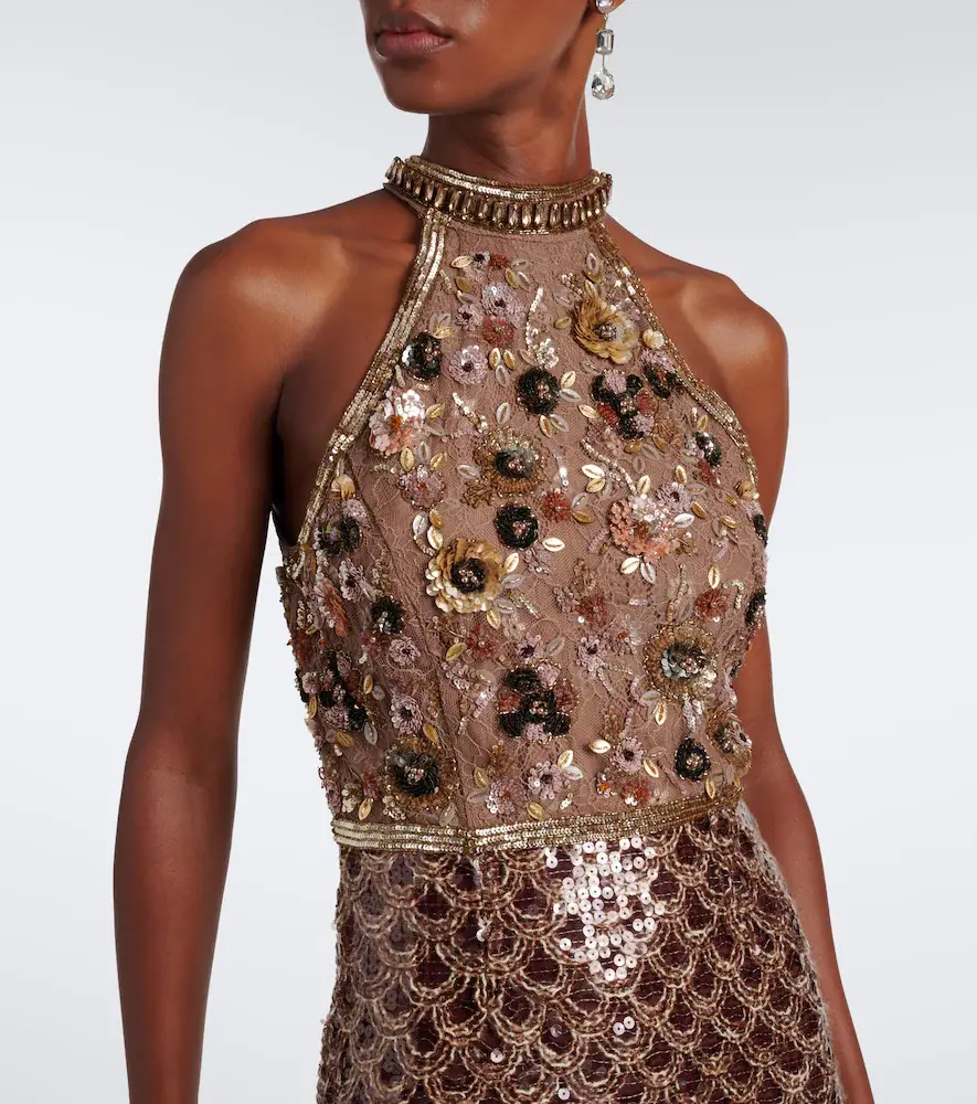 LA FUORI Là Fuori Scales of Gold embellished halterneck gown | Thumbnail 4 LA FUORI Là Fuori Scales of Gold embellished halterneck gown | Thumbnail 4