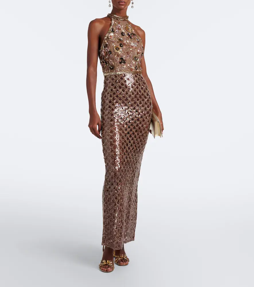 LA FUORI Là Fuori Scales of Gold embellished halterneck gown | Thumbnail 6 LA FUORI Là Fuori Scales of Gold embellished halterneck gown | Thumbnail 6