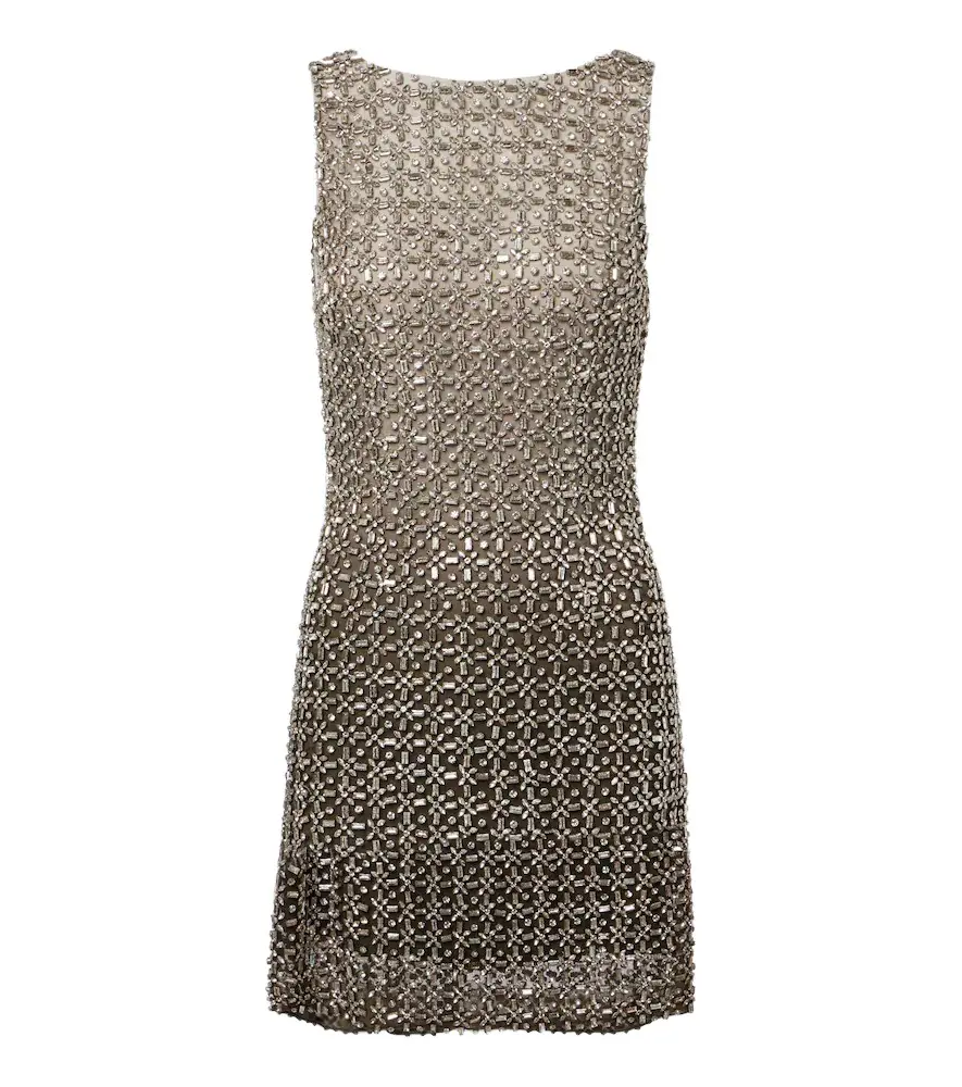 LA FUORI Là Fuori Gilded crystal-embellished minidress