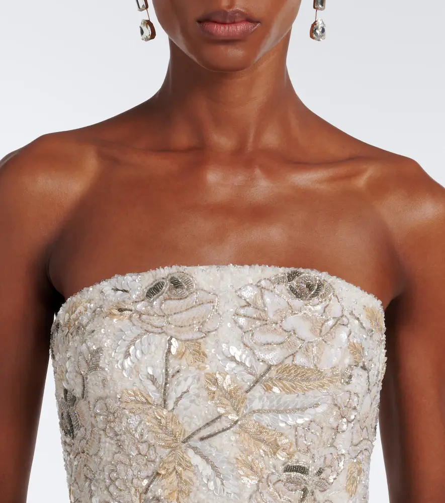 LA FUORI Là Fuori Icey Rose embellished floral bustier gown | Thumbnail 2