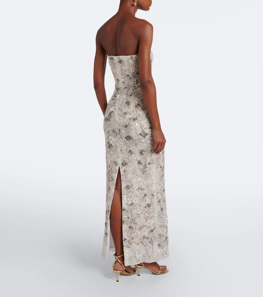 LA FUORI Là Fuori Icey Rose embellished floral bustier gown | Thumbnail 3
