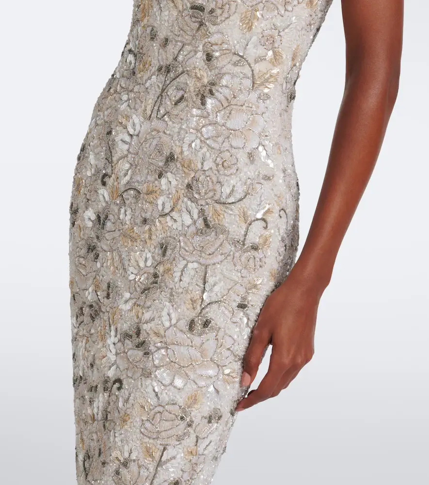 LA FUORI Là Fuori Icey Rose embellished floral bustier gown | Thumbnail 4
