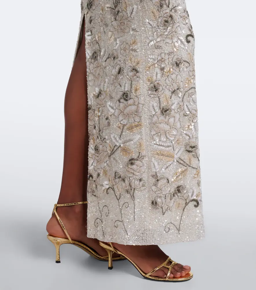 LA FUORI Là Fuori Icey Rose embellished floral bustier gown | Thumbnail 5