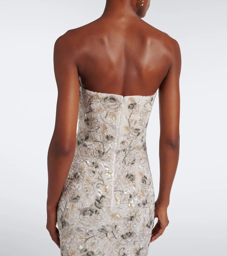 LA FUORI Là Fuori Icey Rose embellished floral bustier gown | Thumbnail 6