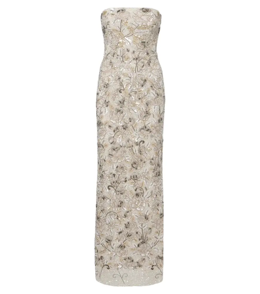 LA FUORI Là Fuori Icey Rose embellished floral bustier gown