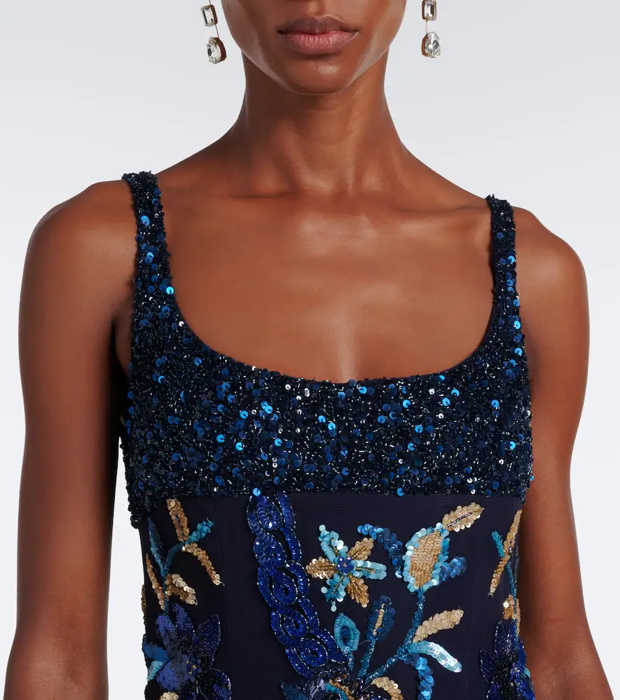 LA FUORI Là Fuori Embellished floral mesh gown | Thumbnail 2