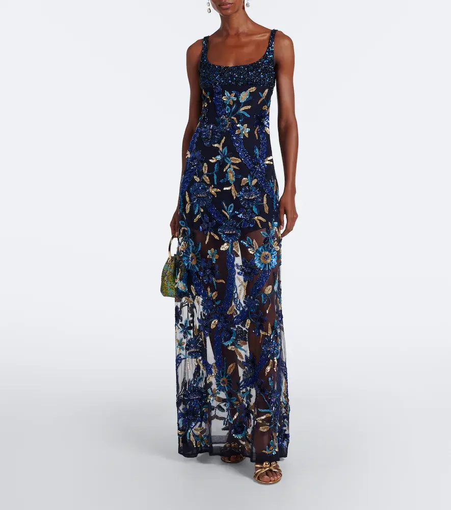 LA FUORI Là Fuori Embellished floral mesh gown | Thumbnail 3