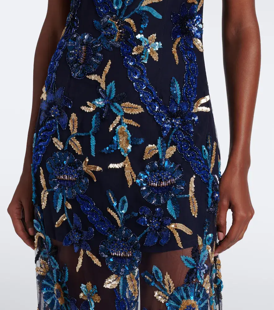 LA FUORI Là Fuori Embellished floral mesh gown | Thumbnail 4