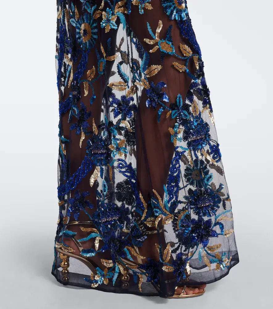 LA FUORI Là Fuori Embellished floral mesh gown | Thumbnail 5