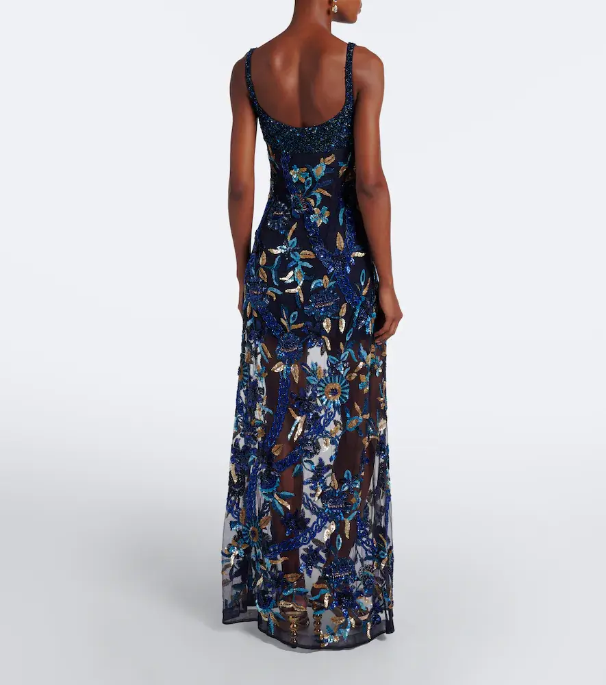 LA FUORI Là Fuori Embellished floral mesh gown | Thumbnail 6