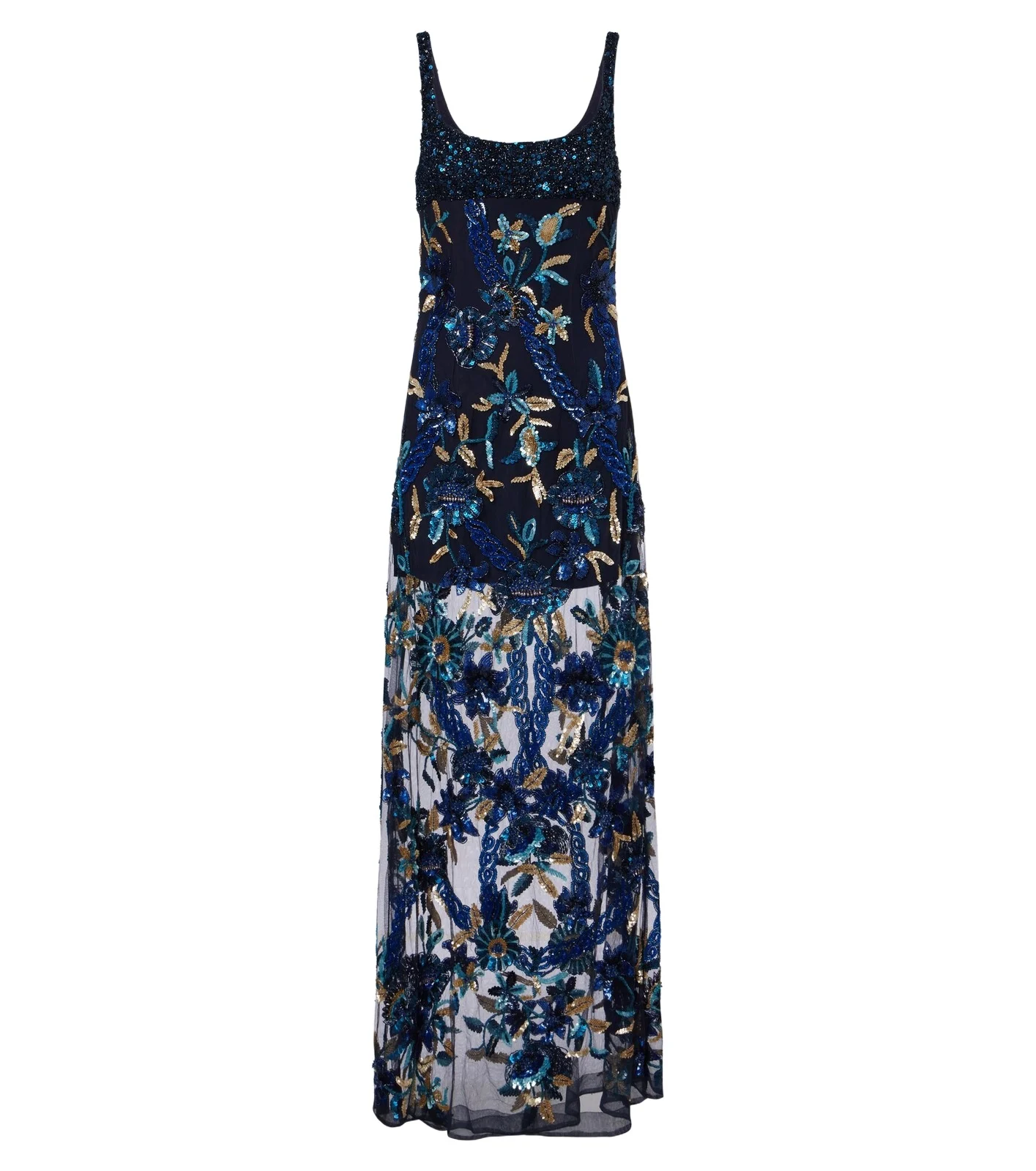 Là Fuori Embellished floral mesh gown