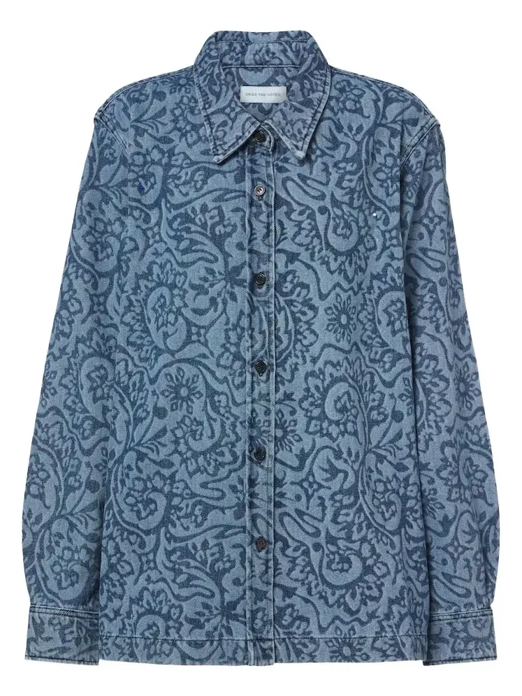 Dries Van Noten Floral denim overshirt