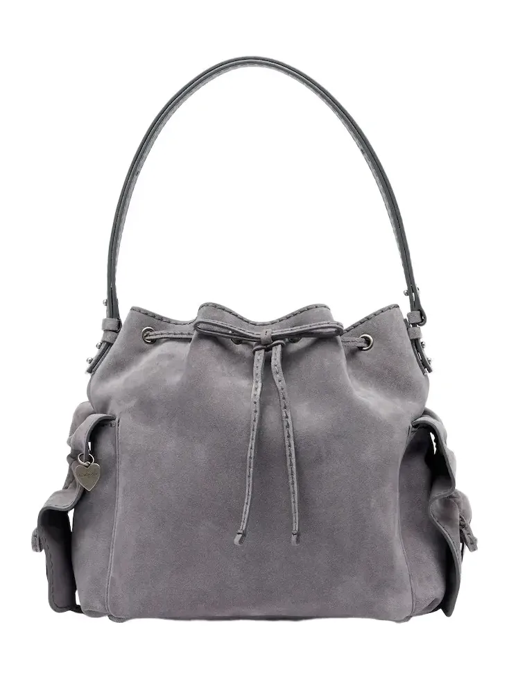 Multipocket Medium suede bucket bag