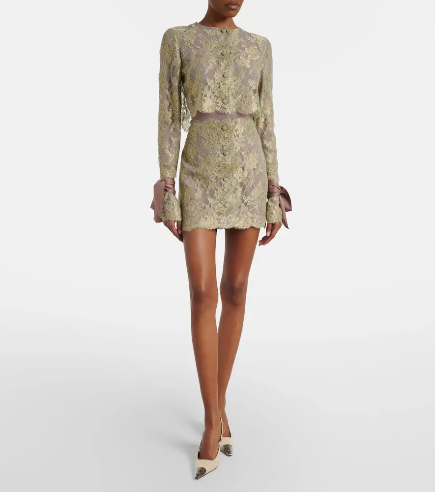 Saint Laurent Silk-trimmed lace minidress | Thumbnail 3 Saint Laurent Silk-trimmed lace minidress | Thumbnail 3